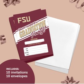 Desert Cactus Florida State University Graduation Party Invitations Seminoles FSU 5x7 Grad Invites Cards Celebration 10 Count With Envelopes