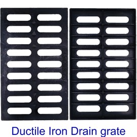 MOSINSBO Cast Iron Drain Grate, 20x12 Outdoor Drain Cover, B Class Sewer Grate, Durable Heavy Duty Channel Grate, Black Rectangle Drainage Grate for Driveway, Concrete, Yard, Garage (19.7x11.8)