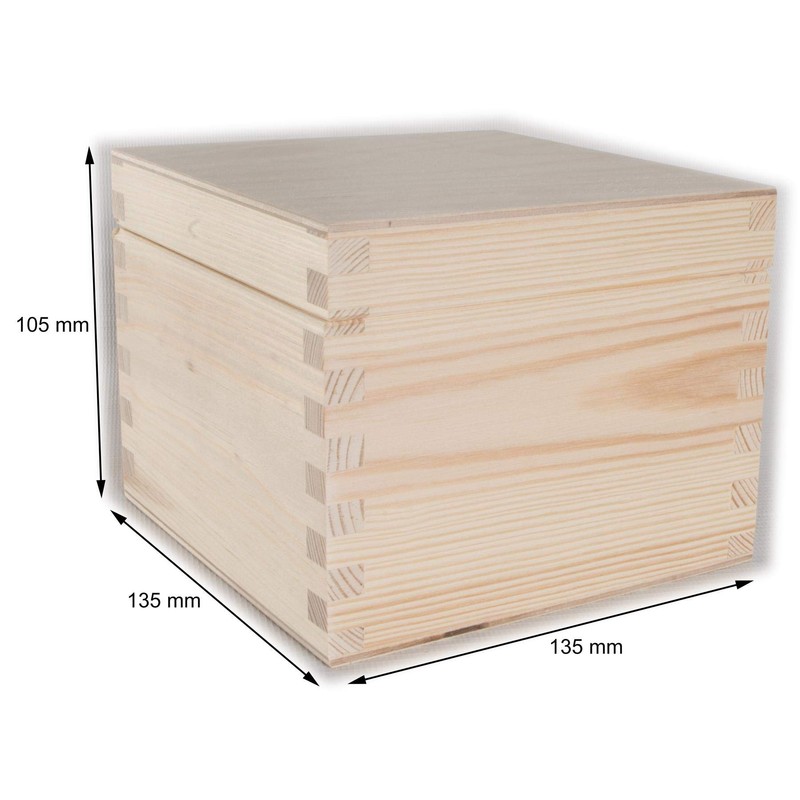Small Square Cube Wooden Box with Lid | 13 x