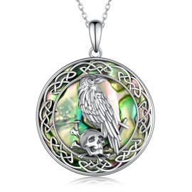 TYSO Crow Necklace Raven Necklace 925 Sterling Silver Irish Celtic Knot Pendant Skull witch Jewelry Gift for Women
