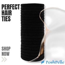 PoshPelle Black Cotton Hair Ties Sleek Design 20 Pcs 2 Inch Fine Ponytail Holder For Thick and Fine Hair- Sports,Gym and Yoga Sessions Hair ties For Women And Girls