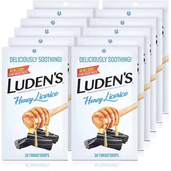 Luden's Soothing Throat Drops, Honey Licorice, 30 ct (Pack of 12)