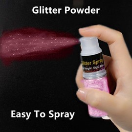 Go Ho Pink Hair and Body Glitter Spray,Holographic Glitter Highlighter Powder Spray,Festival Glitter Dry Powder Makeup for Clothes,Nail Art Decorations Diamond Dust for Nails