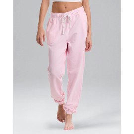 JOE BOXER Womens French Terry Jogger Pants with Cuffed Bottoms - Comfortable Lounge Wear for Women (Pink Rose, X-Large)