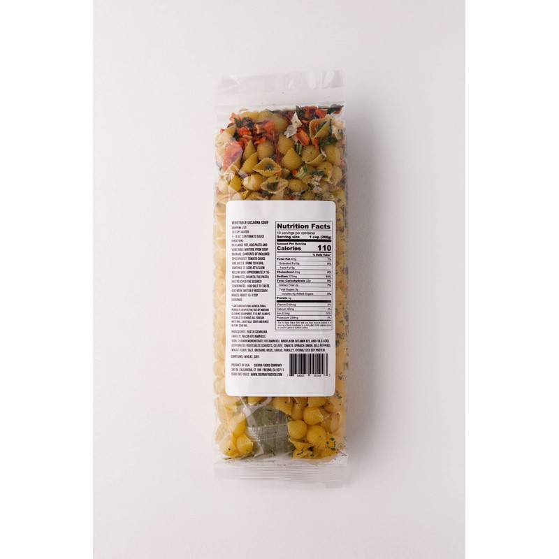 Sierra Soups Vegetable Lasagna Soup, 10 ounce bag (Set of