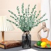 Der Rose 14.5 In Fake Plants Eucalyptus in Black Glassvase