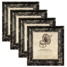 TKYGU 5x5 Picture Frame with Real Glass, 4 set Ornate Vintage Picture Frames for Wall or Tabletop Display, 5 x 5 photo Frame for Wall home best gift