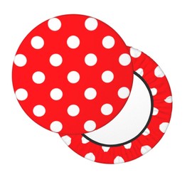 Ouqiuwa Red White Polka Dot Bar Stool Covers Round, Washable Chair Seat Slipcover 14 inch