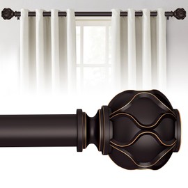 WIN4ALL Bronze Heavy Duty Curtain Rods for Windows 66 to 120 inch, 1 Inch Curtain Rod, Adjustable Decorative Long Curtain Rods For Bedroom, Living Room, Outdoor (Bronze,16"-120”)