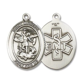 bliss 925 Sterling Silver St Saint Michael Pray for Us Medal Pendant Necklace W/ Chain