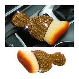 zipelo Auto Interior Dust Brush, Car Detailing Cleaning Brush with Diamond, Bling Handle Soft Bristles Dusting Tool, Scratch Free Dirt Clean Brushes for Vehicle Air Conditioner Vent (Light Brown)