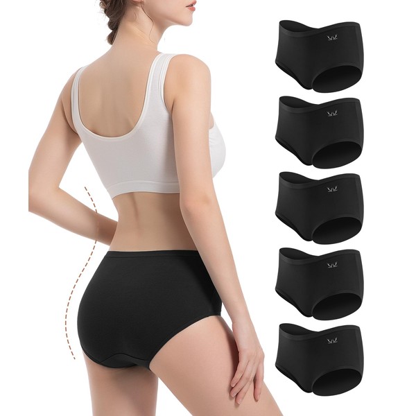 PULIOU Womens Knickers Ladies High Waisted Cotton Underwear Panties Briefs