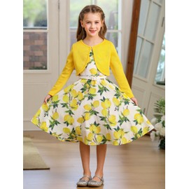 Bonny Billy Girls White Cardigan - Long Sleeve Knit Kids Shrugs, Versatile Bolero Sweater for Everyday Wear, Easy Pair with Dresses & School Outfits 4-5 Years Yellow