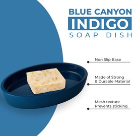 Blue Canyon Indigo Soap Dish for Bathroom, Plastic Soap Dish Travel, Soap Holder, Soap Tray, Soap Holder Di
