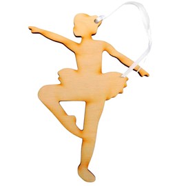 Ballet Dancer Ornament Wooden Ballerina Silhouette Christmas Tree Decoration with Ribbon Holiday Decor