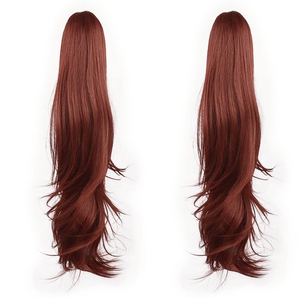 HSPJHTM Ponytail Extensions,2 PCS Auburn Ponytail Extension for Women 24"