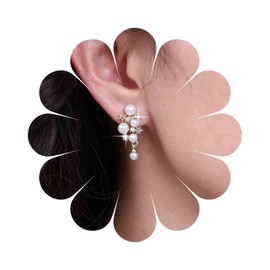 Aneneiceera Boho Pearl Crystal Earrings Cluster Crystal Stud Earrings Gold Tiny Pearl Earrings Cz Pearl Dangle Earrings Jewelry for Women