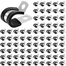 Biugaaufai 100 Pack 1/2 Inch Stainless Steel Cable Clamp, M13 Insulated Cable Clips, Rubber Cushioned Wire & Hose Clamps, Pipe Hanger & Strap, Tube Holder for Home, Industry Installation