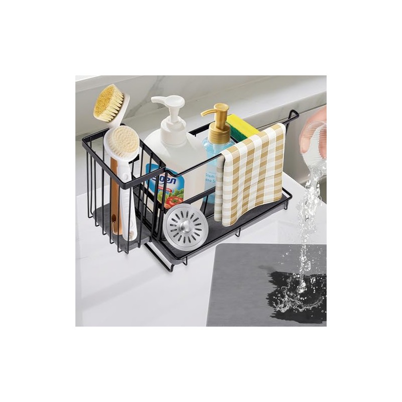 Kitchen Sink Caddy with Drying Stone: Sink Sponge Holder, Stainless