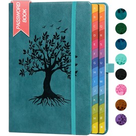 ZXHQ Password Book with Colorful Alphabetical Tabs, 8.4" x 5.8" Hardcover Password Keeper & Internet & Login Organizer for Seniors, Home & Office, Sea Green