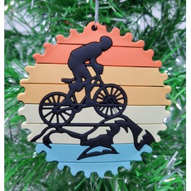 Biking Cyclist Ornament - 3" Biker Cog Christmas Ornament (B106)