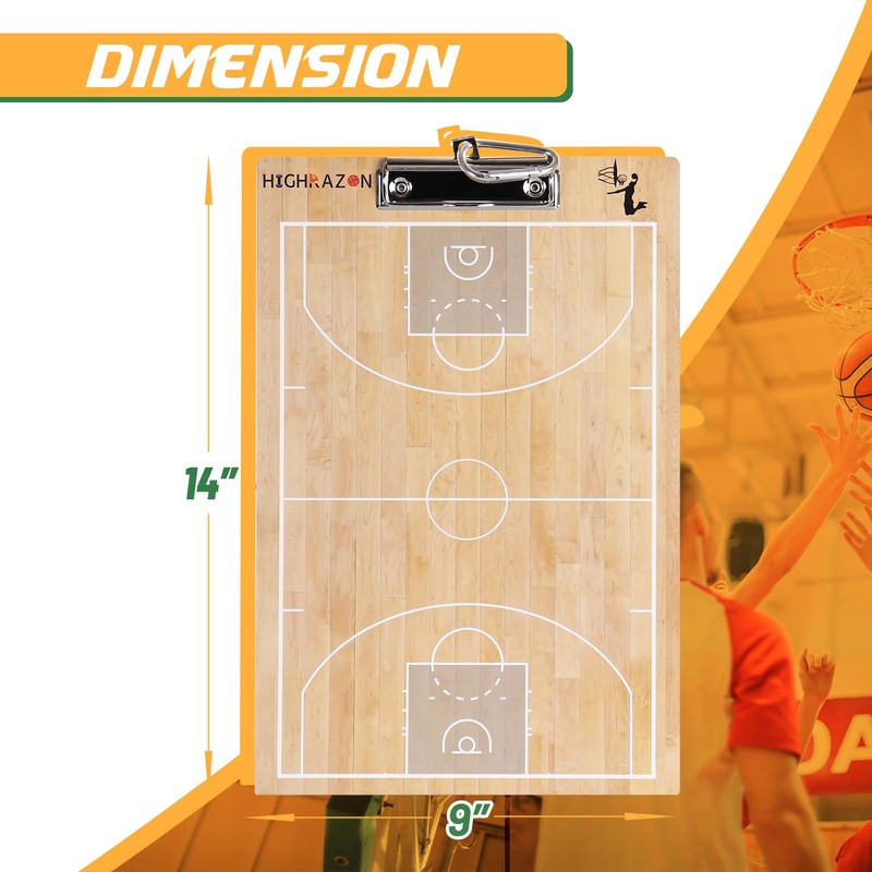 HIGHRAZON Basketball Coaches Clipboard,White Double-Sided Dry Erase Coach Clipboard, Color