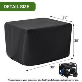 Waterproof Generator Covers for Outside, Heavy Duty Thicken 900D Polyester Fabric Portable Generator Covers Universal Fits for Most Generators 10000-15000 Watt, Black (38"L x 28"W x 30"H)