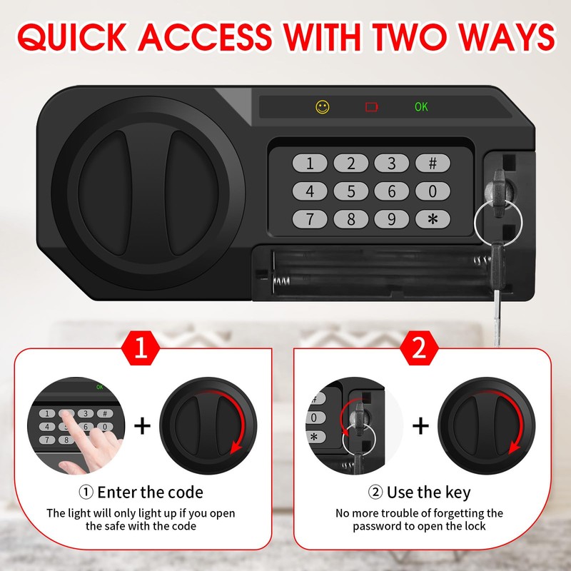1.6 Cub Fire Proof Safe for Home Documents, Anti-Theft Digital