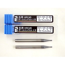 2262 PPLS Ball End Mill, Universal Carbide Blade, HRC45 Degree, 2 Blades, Tip Radius 0.1 inch (3 mm), Pack of 2