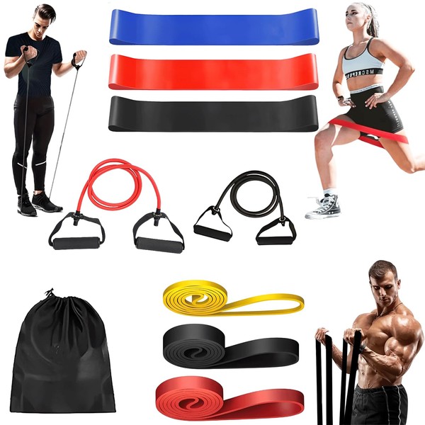 8-Piece Resistance Band Set with Pull-Up Booty and Loop Bands