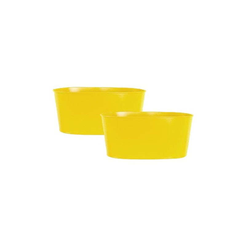 Fyne-Finds Set of 2 Yellow Oval Metal Herb Trough 23cm,