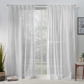Exclusive Home Belgian Sheer Hidden Tab Top Curtain Panel Pair, 50"x96", Silver