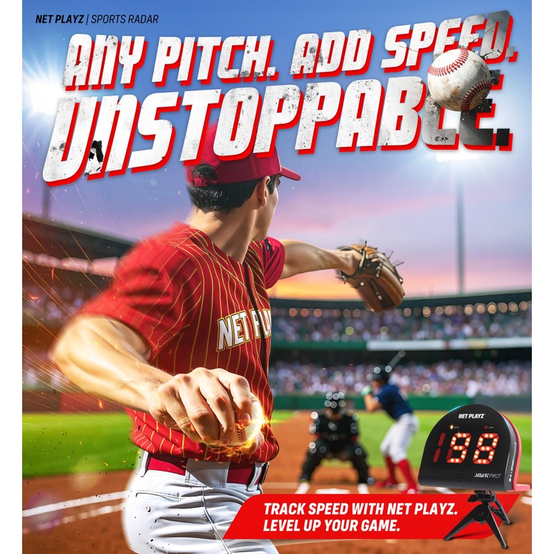 Net Playz Multi-Sport Personal Speed Radar Detector Gun Major Baseball