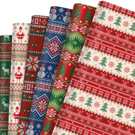Feivando 12 Sheets Christmas Wrapping Paper Sheets 20" x 27" Red Green Blue Xmas Gift Wrap Paper Folded Flat Art Paper for DIY Crafts Holiday Party Present Packing