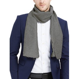 WANYING Men's Silk Scarf Artificial Silk Scarf Double Layers Long Thin Scarf Easy Chic Casual Business for Autumn Spring - Stars Beige Black