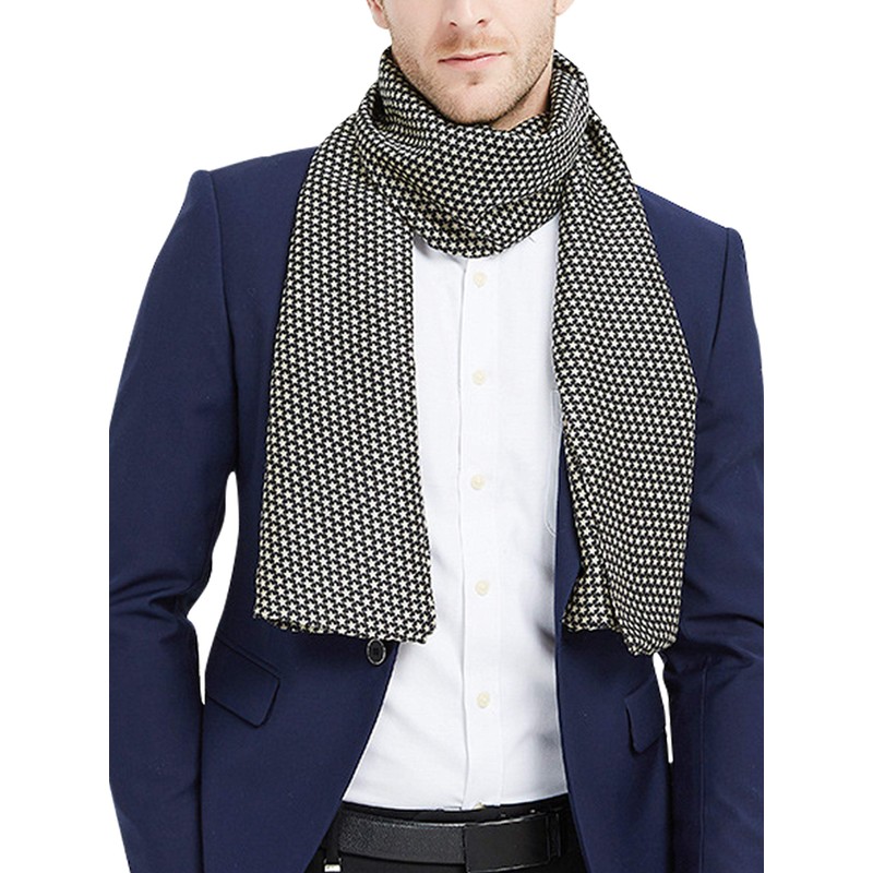 WANYING Men's Silk Scarf Artificial Silk Scarf Double Layers Long