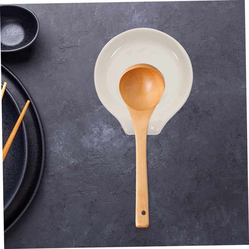 Ciieeo 2Pcs Elegant Ceramic Spoon Rest Compact Spoon Tray for
