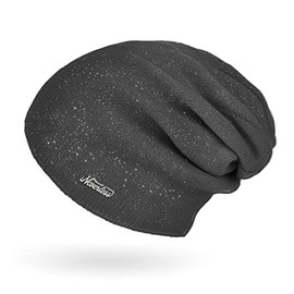 Neverless® Women's Autumn Knitted Beanie Unlined Fine Knit Glitter Slouch Plain, 17931 Dark Grey