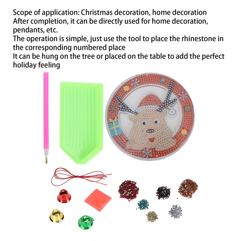 Rhinestone Painting Christmas Cute Elk Pendant DIY Relaxing Ornaments for