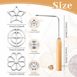 3 Sets Bunuelos Mold with Handle Achappam Mold Rosette with 3 Interchangeable Heads Rosette Cookie Bunuelos Tool Timbale Aluminum Waffle Molds Star Flower Circle for Kitchen Baking Cooking