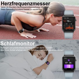 Smartwatch Women Men with Bluetooth Phone Function, 1.85 Inch Touchscreen Fitness Watch, IP68 Waterproof, SpO2, Heart Rate and Sleep Monitor, Pedometer and 100+ Training Modes for Android iOS