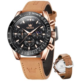 Shoonlo Reloj para Hombre Automático, Reloj Analógico de Correa de Piel Hombre, Reloj de Cuarzo a Prueba de Agua para Aviador, Auto Fecha, Fácil de Leer (Cara Negro)