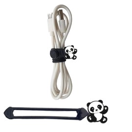 Silicone Cable Ties with Baby Panda charms for Earphone Phone Charger Audio Cable Computer