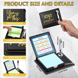 Tenceur 10 Pcs Christmas Appreciation Gift Sticky Note Holder with PU Leather Box Thank You Motivational Pen Holder Bulk Inspirational Gift for Teachers Coworkers Employee Nurse Team Staff Student