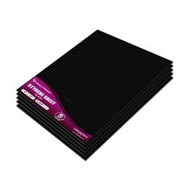 Black Polystyrene Flexible Plastic Board Sheet 9" x 12" (.020 Thick) Styrene Sheet, Ideal for Modeling Projects, Displays, Plastic Sheets for Crafts, Styrene Sheets Durable Plastic Sheet (5-Pack)