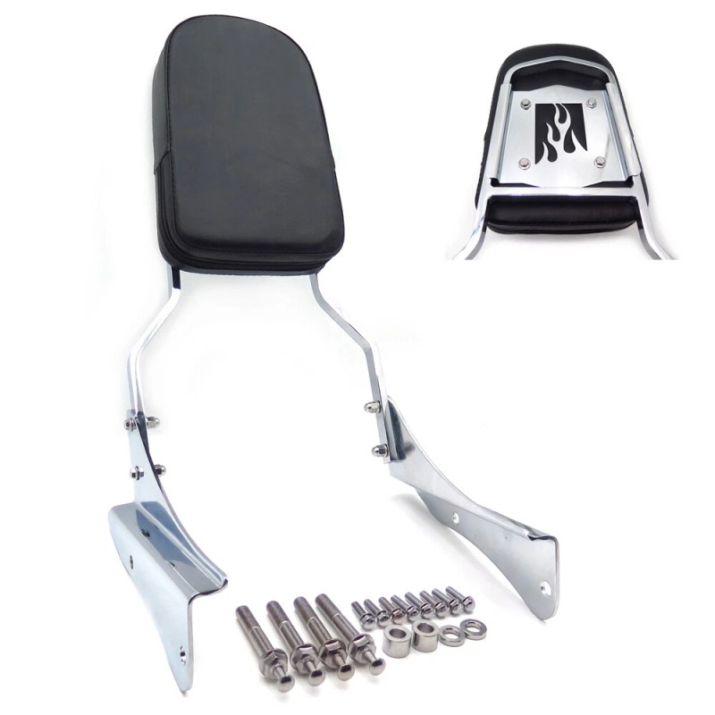 HONGK Chrome Flame Backrest Sissy Bar For 2001-2006 Honda Shadow