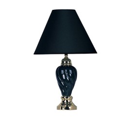 ORE International 22" Urn-Shaped Ceramic Table Lamp with Linen Shade in Black
