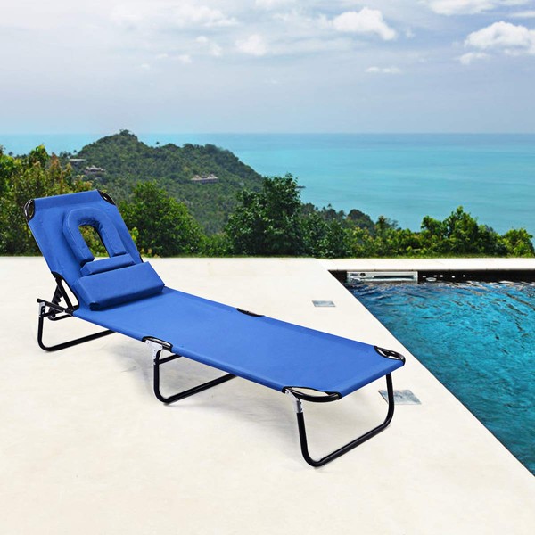 FANTASK Foldable Chaise Lounge Chair, Blue