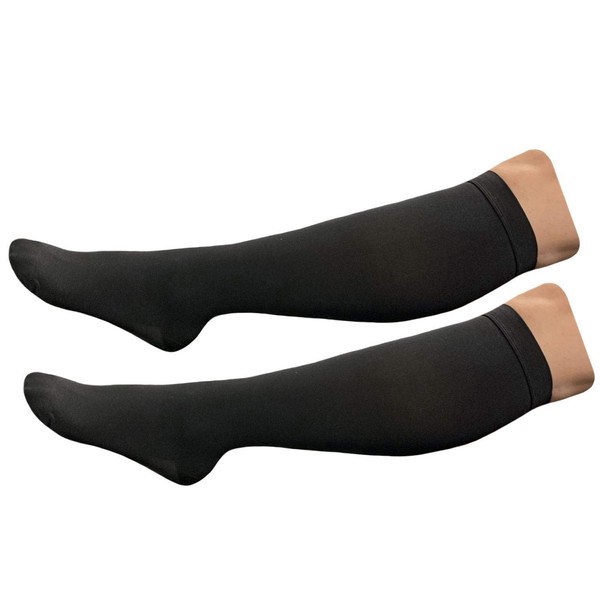 HealthyNees Closed Toe Extra Big Wide Calf Plus 20-30 mmHg Compression Leg Sock, Black, Extra Wide Calf 5XL