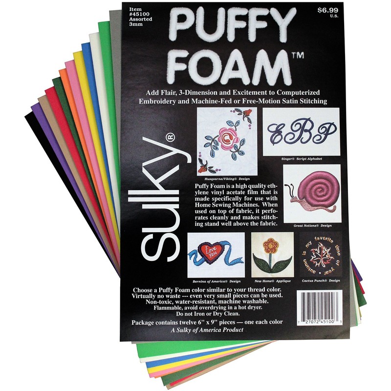 Sulky Of America 12 Color 3mm Puffy Foam Assortment, 6"